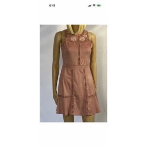 * SKYLAR + JADE DUSTY ROSE SUEDE DRESS WITH ROSES AND CUT OUTS Size S